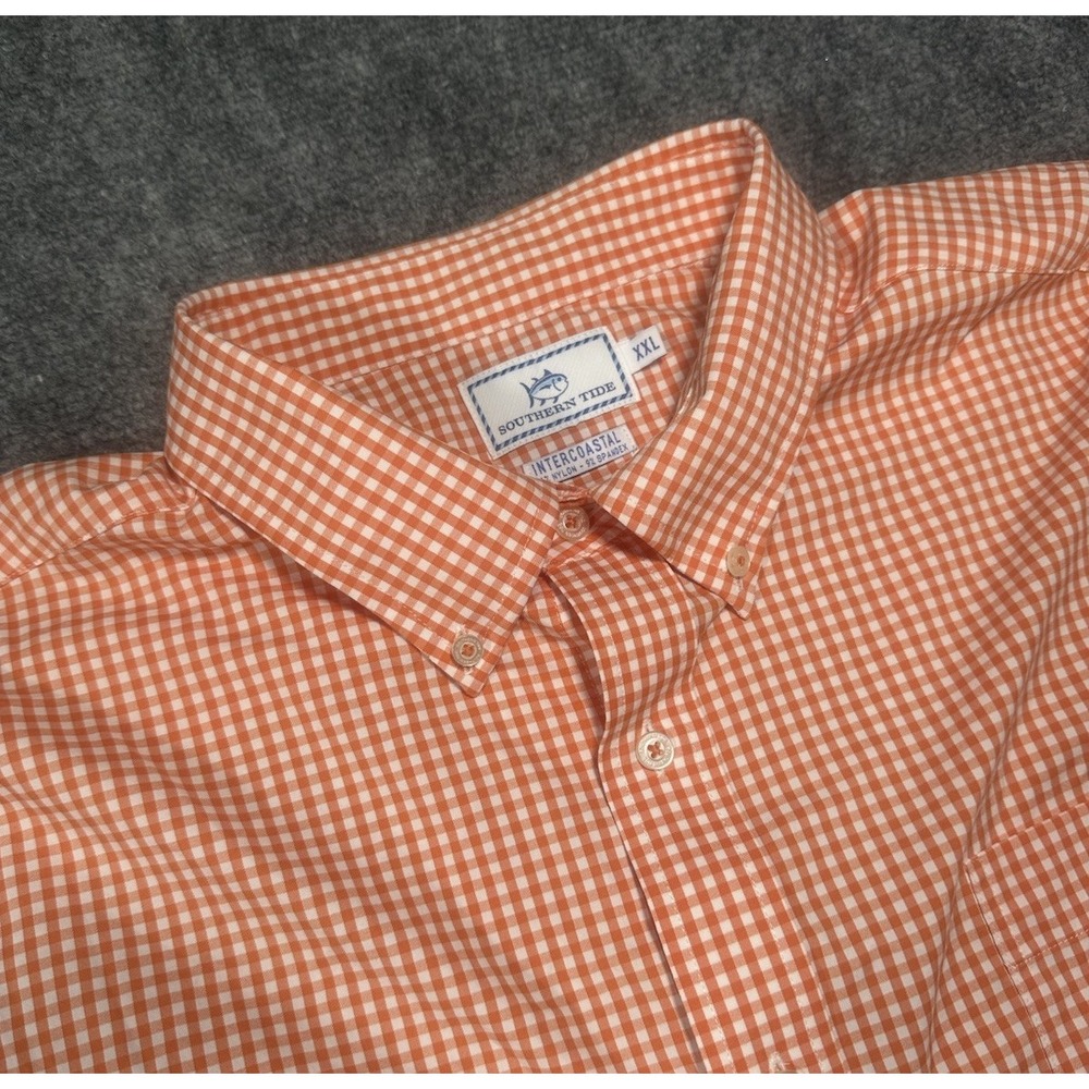 Southern Tide Mens 2XL Orange Button Down Intercoastal Nylon Stretch Shirt EUC